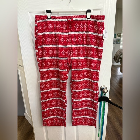 Old Navy New With Tags Match The Family Red Snowflake Flannel Pajama Pants XXL - Picture 1 of 4